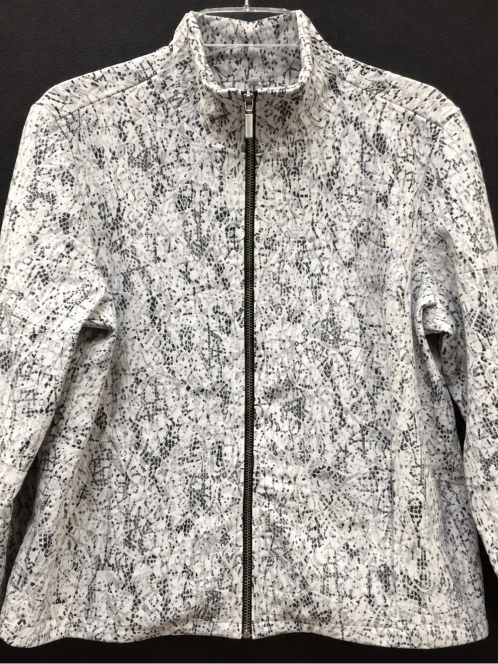 Women’s White & Black Printed Zip-Front Jacket